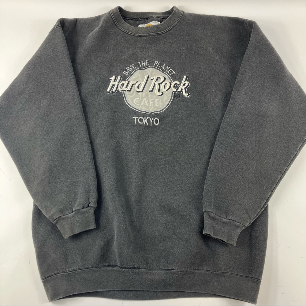 Vintage Hard Rock Cafe Tokyo Save The Planet Charcoal Crewneck Sweater